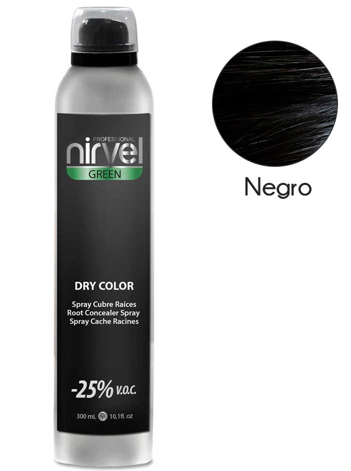 Nirvel dry color cubrecanas en spray 300 ml Negro