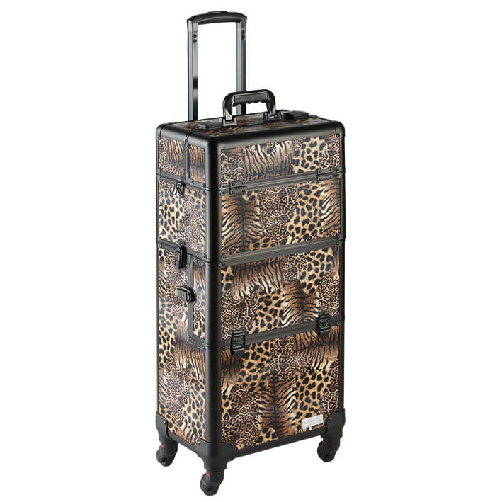 Maleta trolley  4 cuerpos leopardo 2 en 1 eurostil