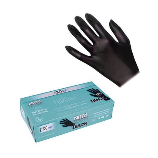 Caja 100 Guantes Nitrilo Negros Talla S