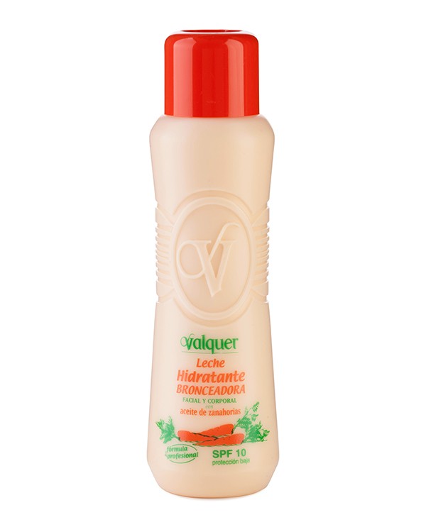 Leche hidratante bronceadora facial y corporal con aceite de zanahoria spf 10 500 ml valquer