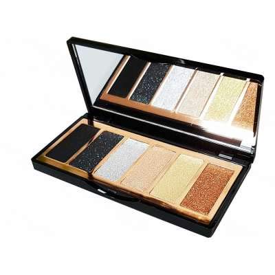 Dorleac Kit Maquillaje Divas Golden, Contiene: Iluminador Liquido Dorado, Paleta 6 Sombras, Eyeliner Negro Glitter, Lapiz Ojos Negro Y Labial Rojo Mirror