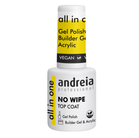 Andreia esmaltes, all in one no wipe top coat - alto brillo para uñas no pegajosa 10,5 ml.