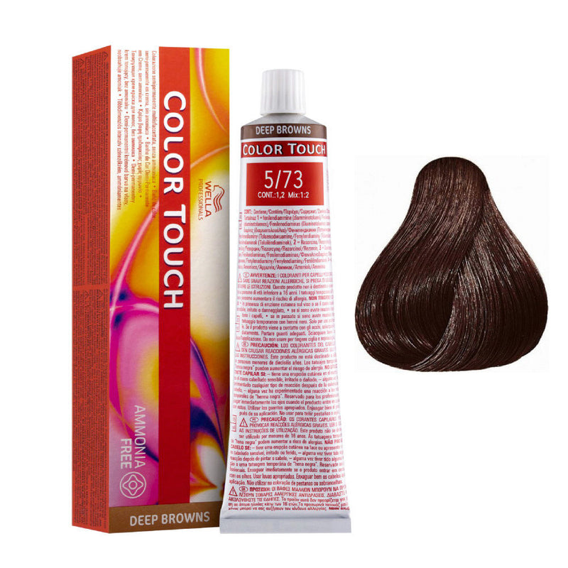 Tintes Wella sin amoniaco, color touch tinte semipermanente para el pelo, Deep Browns 5/73 60ml