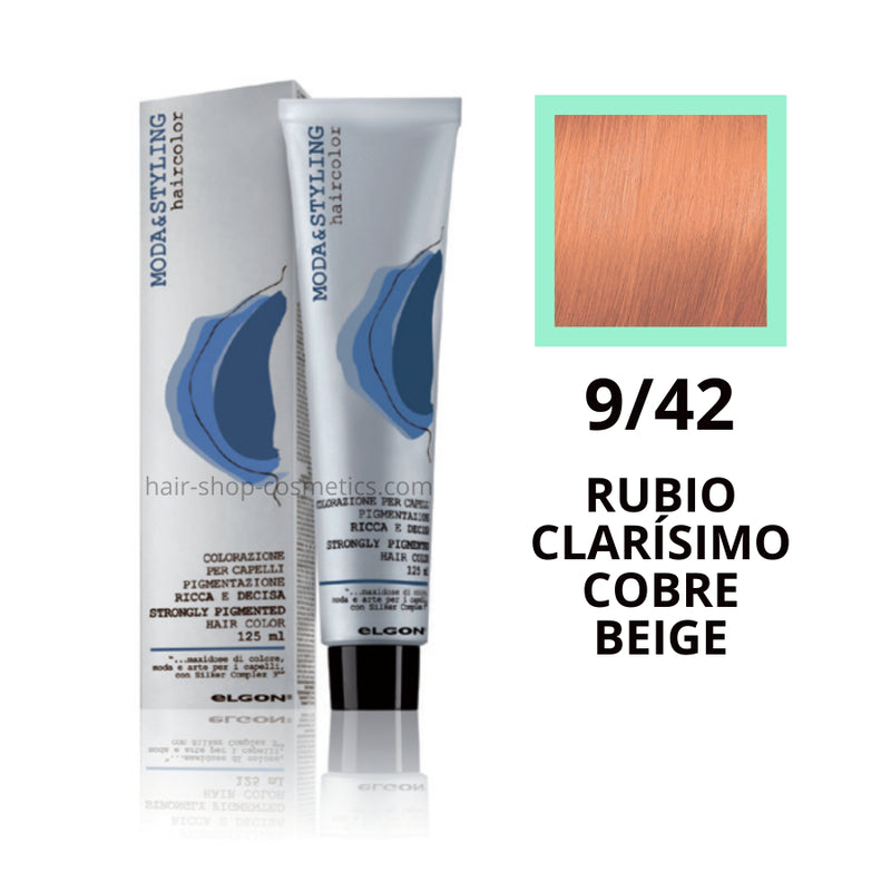 Tinte elgon profesional moda styling, cobrizos 9/42 RUBIO CLARÍSIMO COBRE BEIGE 125 ml