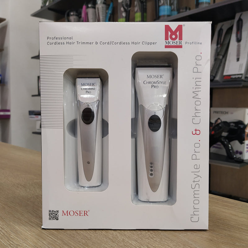 TP-PACK CORTAPELOS MOSER CHROMSTYLE + CHROMINI BLANCAS - Hair shop