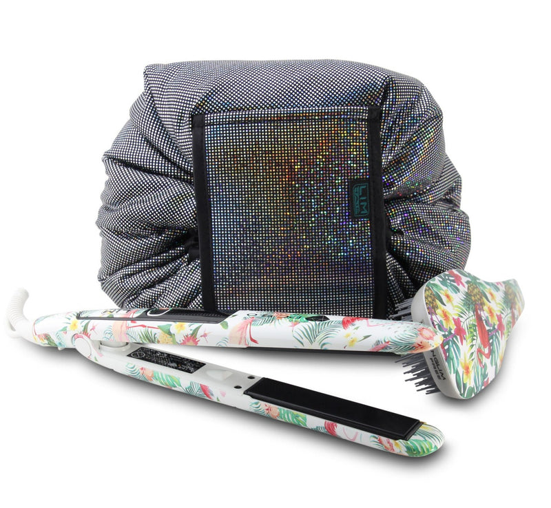 LIM HAIR PACK 5.0 W 21 PLANCHA + CEPILLO ESTAMPADO TROPICAL + BOLSO