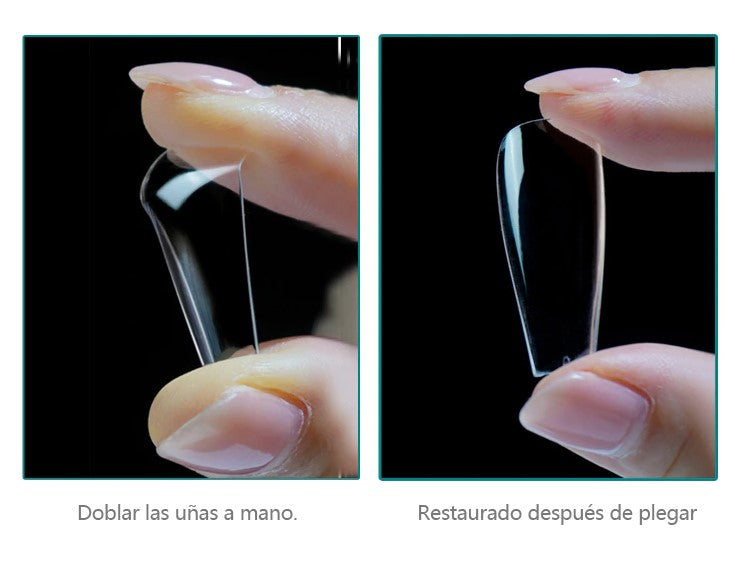 Tips uña completa acrílica transparente técnica "Push easy" nail tips 60 unidades