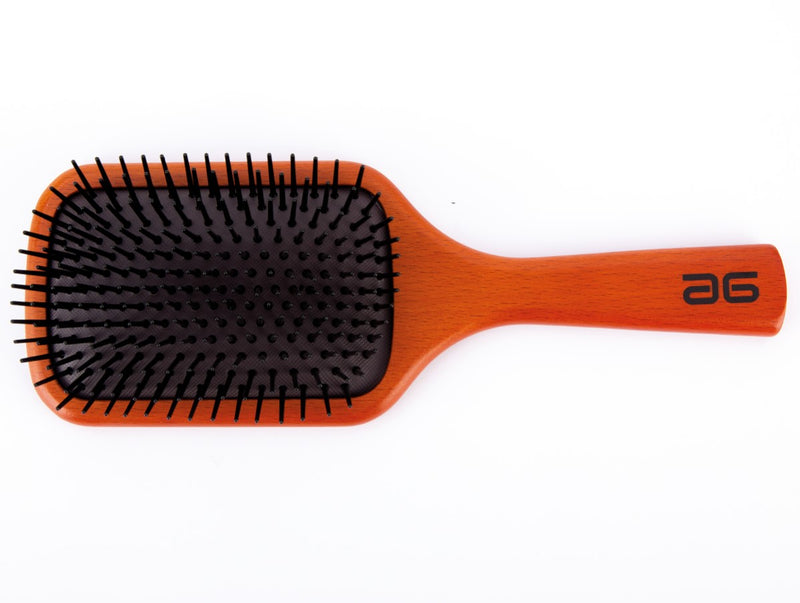 Cepillo paleta negro mango de madera y púa sin bolita