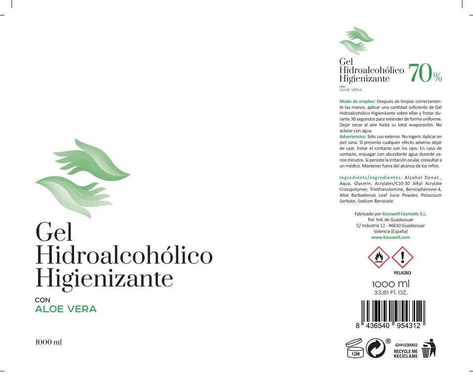 TP-GEL DE MANOS DESINFECTANTE, Gel Hidroalcohólico 1000ml , GEL ANTISEPTICO - Hair shop