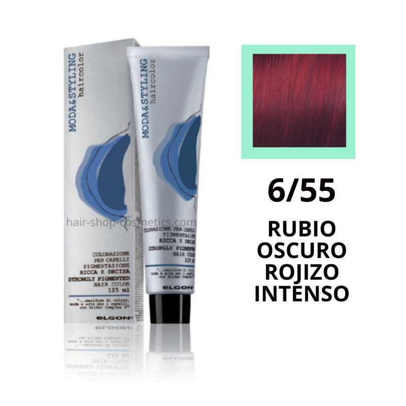 Tinte elgon profesional moda styling, Rojos 6/55 RUBIO OSCURO ROJIZO INTENSO 125 ml