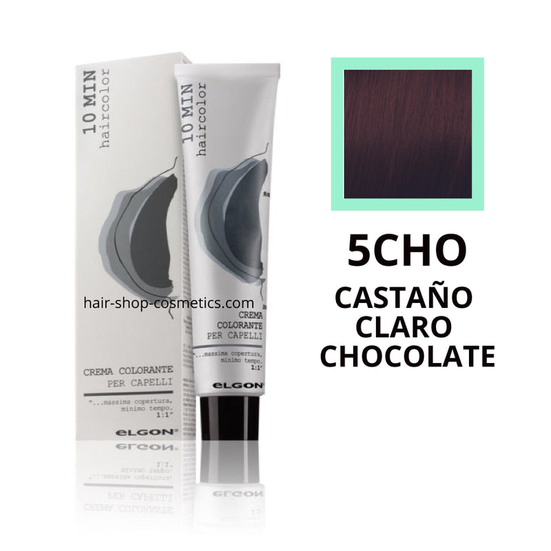 Tinte elgon profesional Haircolor Línea 10 min, Chocolates  5CHO CASTAÑO CLARO CHOCOLATE, coloración permamente 60 ml