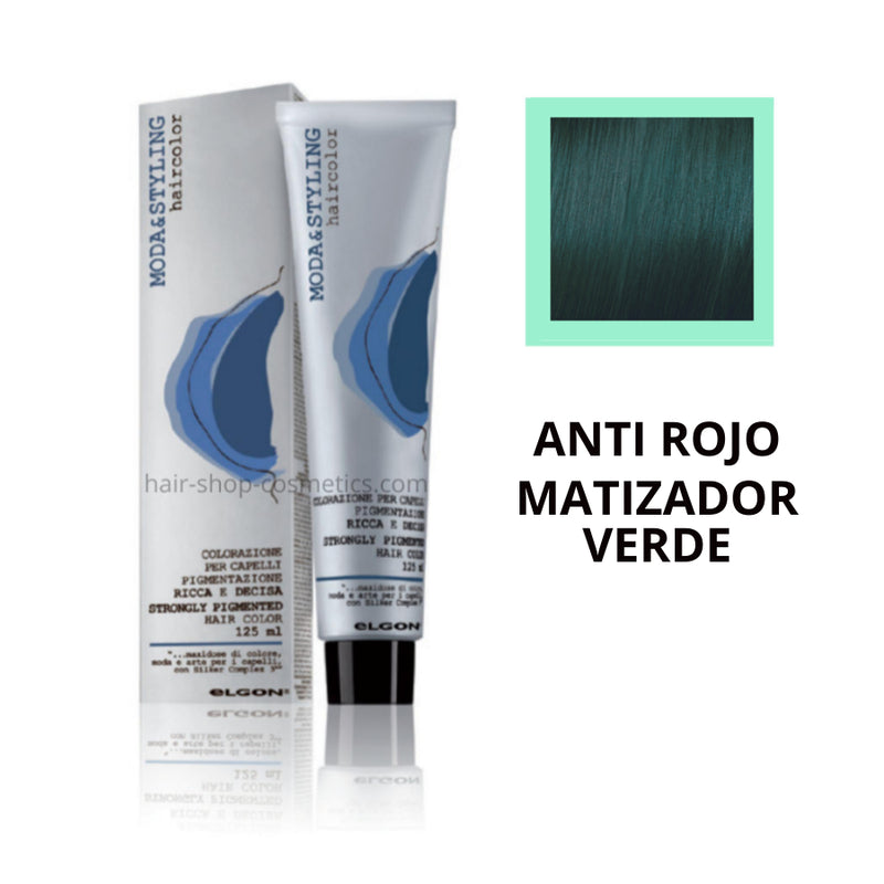 Tinte elgon profesional moda styling, Correctores ANTI ROJO MATIZADOR VERDE 125 ml