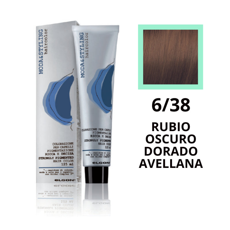 Tinte elgon profesional moda styling, Rubios dorados 6/38 RUBIO OSCURO  DORADO AVELLANA 125 ml