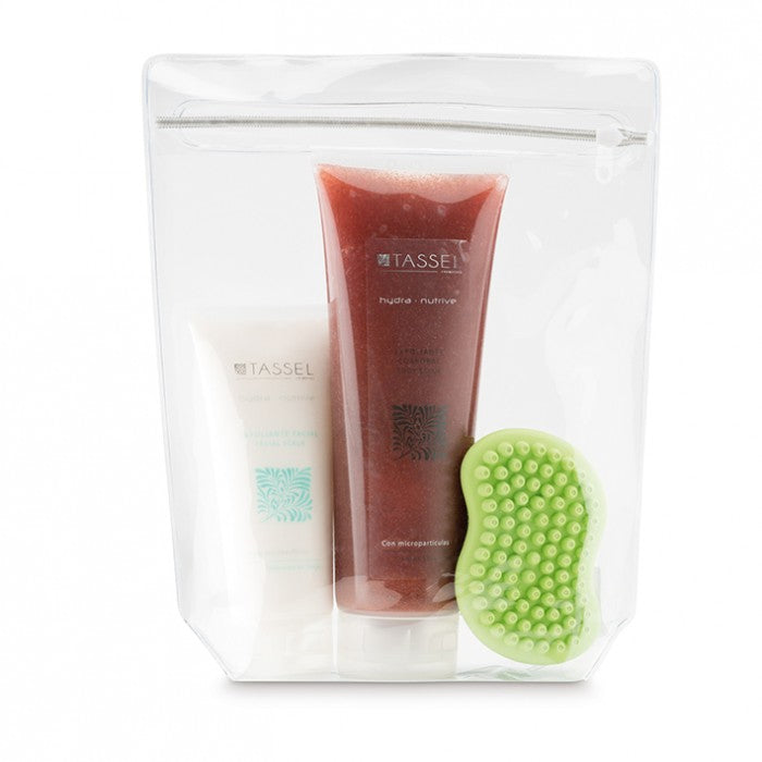 Kit exfoliante corporal y facial con espuma de goma de regalo tassel