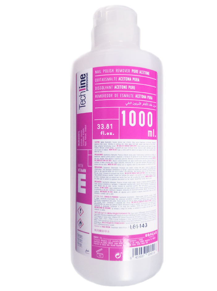 Quitaesmalte de acetona pura 1000 ml. Techline professional