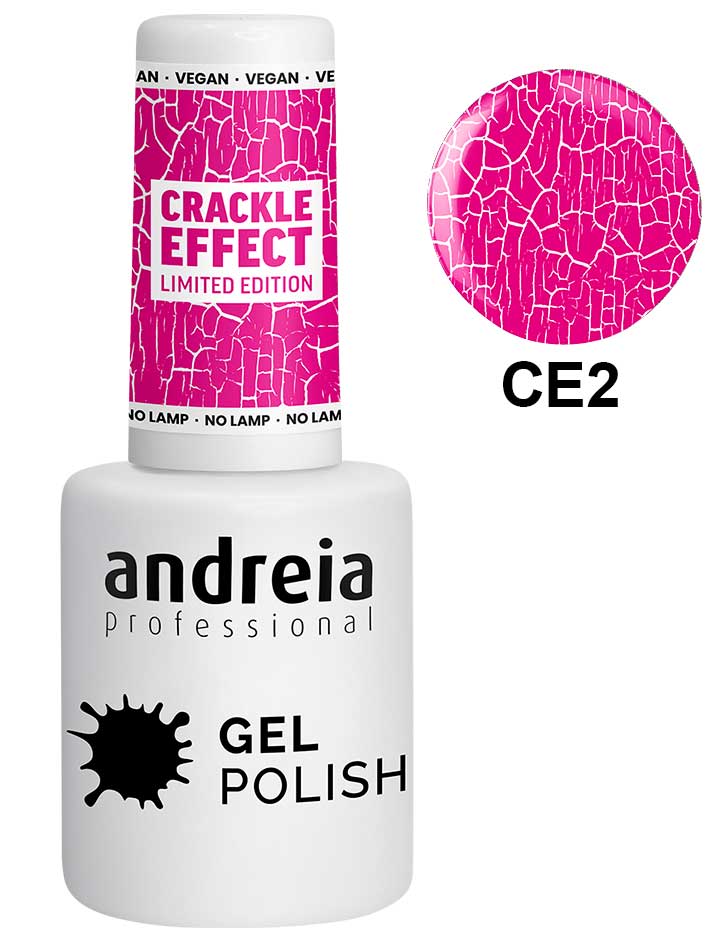 Andreia Gel Polish CRACKLE EFFECT CE2 Esmaltes de Uñas 10,5ml Crackle Effect Rosa vivo