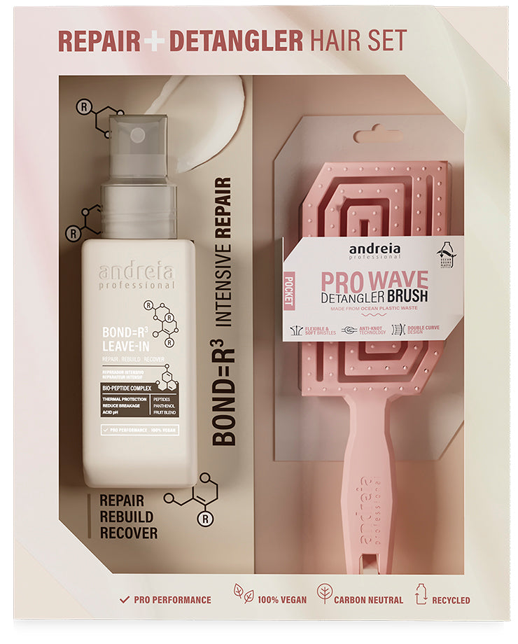 Andreia Kit Capilar Tratamiento Leave In 100ml + Cepillo Pocket Pro Wave Cofre de Regalo