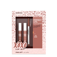 ANDREIA XOXO KIT DE LABIOS 2 TONOS EXCLUSIVOS KISS PROOF + LÁPIZ DE LABIOS