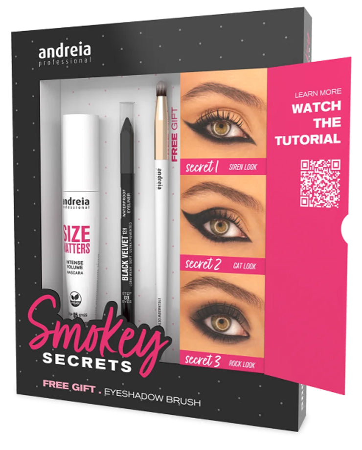 ANDREIA SMOKEY SECRETS KIT DE OJOS MÁSCARA DE PESTAÑAS + EYELINER + PINCEL DE OJOS