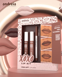 ANDREIA XOXO KIT DE LABIOS 2 TONOS EXCLUSIVOS KISS PROOF + LÁPIZ DE LABIOS