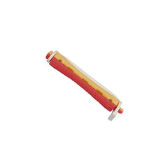 Bigudí plastico corto 11 mm, amarillo y rojo, pack de 12 unidades