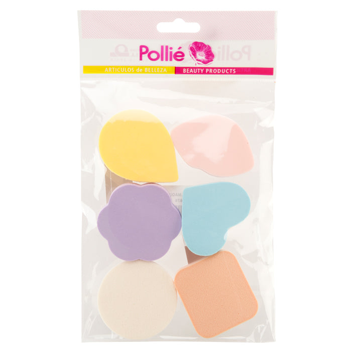 Esponjas de maquillaje - color fantasia - pollie -eurostil makeup bolsa 6 unidades - Hair Shop