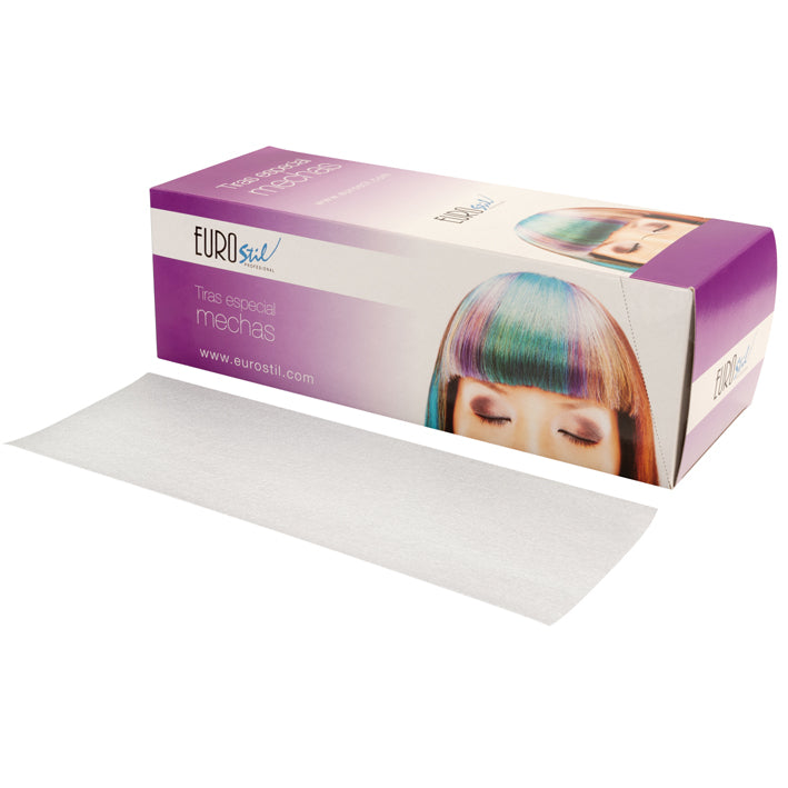 Tiras foam - caja 100 tiras especial .Mechas 300x110x0,8 mm. Eurostil - Hair Shop