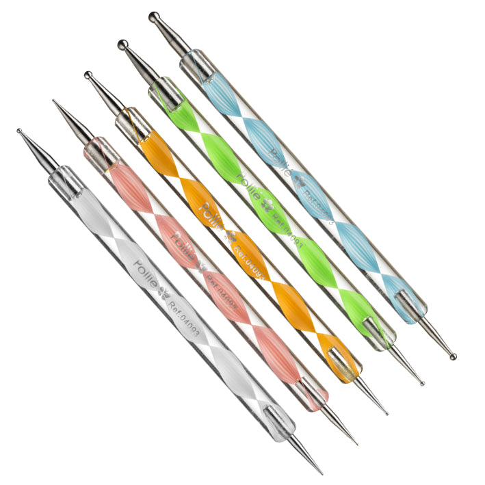 Punzones decoraciones uñas, pincel para uñas, decorar nail arts - pollie - 5 dotting tool