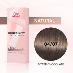 Coloración semipermanente Shinefinity Zero Lift Glaze - Natural Bitter Chocolate 04/07, 60ml