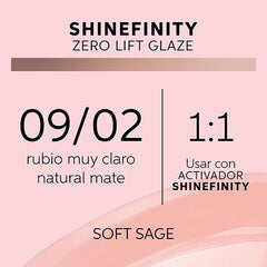 Coloración semipermanente Shinefinity Zero Lift Glaze - Natural Soft Sage 09/02, 60ml