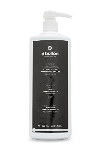 B D. BULLON Leche Facial Limpiadora con Aceite de Almendras Dulces Ecológico, Limpiador Facial, Desmaquillante Facial, Eliminar Maquillaje, Vegano, Único, 1000 Mililitros