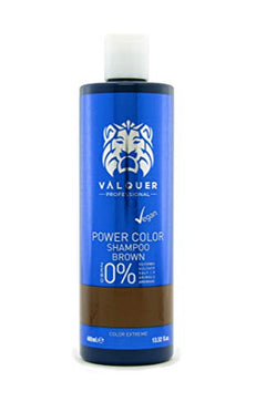 Valquer Profesional Champú Power Color cabellos teñidos. Vegano Y Sin Sulfatos (Cabello castaño). Potenciador color cabello - 400 ml.