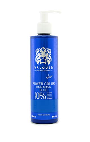 Válquer Professional Mascarilla Power Color cabellos teñidos. Vegano y sin sulfatos (Azul). Potenciador color pelo- 275 ml