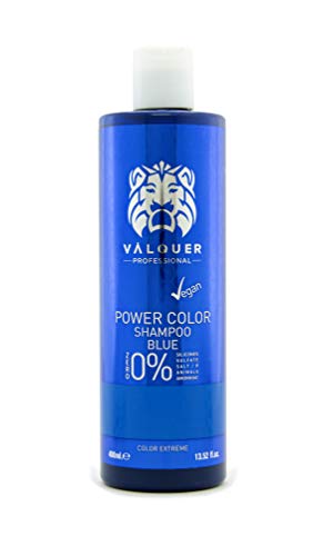 Valquer Profesional Champú Power Color cabellos teñidos. Vegano Y Sin Sulfatos (Azul). Potenciador color cabello - 400 ml.