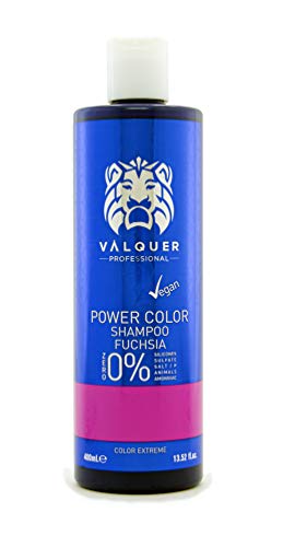 Valquer Profesional Champú Power Color cabellos teñidos. Vegano Y Sin Sulfatos (Fucsia). Potenciador color cabello - 400 ml.