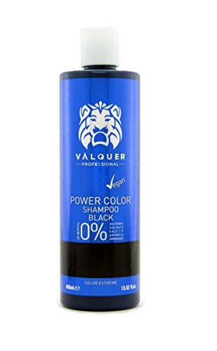 Valquer Profesional Champú Power Color cabellos teñidos. Vegano Y Sin Sulfatos (Cabello negro). Potenciador color cabello - 400 ml.