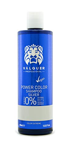 Valquer Profesional Champú Power Color cabellos teñidos. Vegano Y Sin Sulfatos (Plata). Potenciador color cabello - 400 ml.