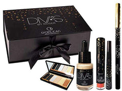 Dorleac Kit Maquillaje Divas Golden, Contiene: Iluminador Liquido Dorado, Paleta 6 Sombras, Eyeliner Negro Glitter, Lapiz Ojos Negro Y Labial Rojo Mirror