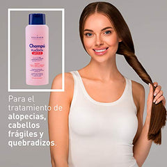 Champú familiar de placenta para tratamiento de caída del cabello, caspa y grasa. Combate seborrea. Cabellos frágiles y quebradizos. Sin parabenos - 500 ml