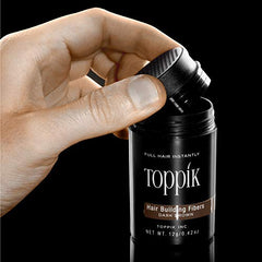 Toppik Fibras Capilares Castaño Oscuro, Fibras de Queratina para Crear más Densidad en el Cabello de Forma Inmediata, 55 g