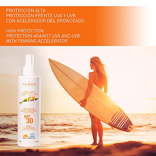 Valquer Protector Corporal Solar SPF 30. Protección solar media corporal. Protege e Hidrata. Crema solar. Resistente al agua. Loción solar corporal - 300 ml