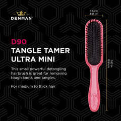 Denman Tangle Tamer - Cepillo para el pelo, color rosa