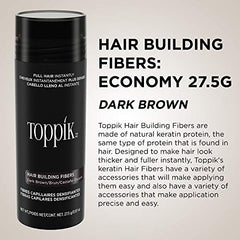 Toppik Fibras Capilares Castaño Oscuro, Fibras de Queratina para Crear más Densidad en el Cabello de Forma Inmediata, 27,5 g