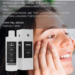 D´ Bullón Gel Facial Limpiador Purificante para Pieles Grasas. Vegano. Limpia.y purifica la piel grasa. Reduce los brillos, poros dilatados y granos - 200 Ml