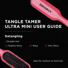 Denman Tangle Tamer - Cepillo para el pelo, color rosa