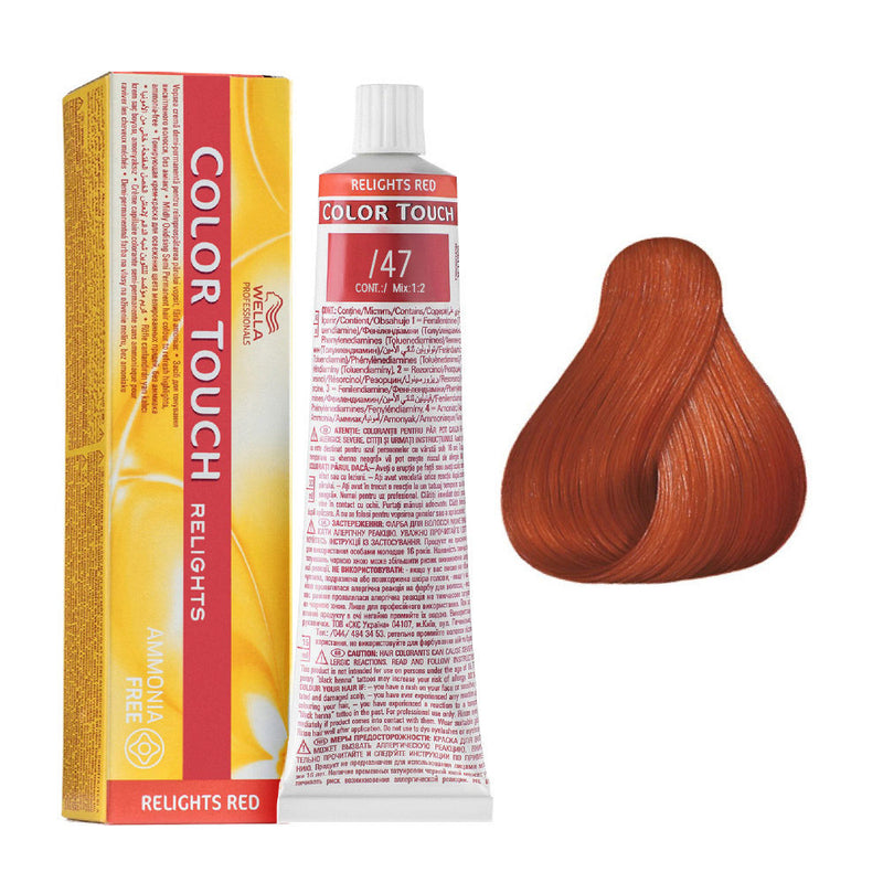 Tintes Wella sin amoniaco, color touch tinte semipermanente para el pelo, Relights Red /47 60ml