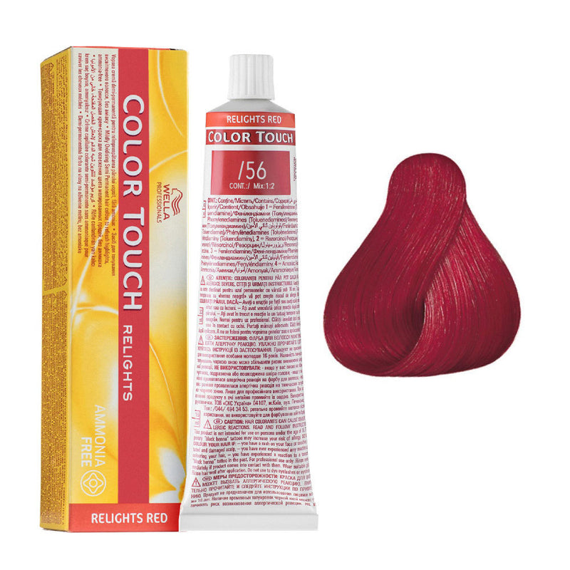 Tintes Wella sin amoniaco, color touch tinte semipermanente para el pelo, Relights Red /56 60ml