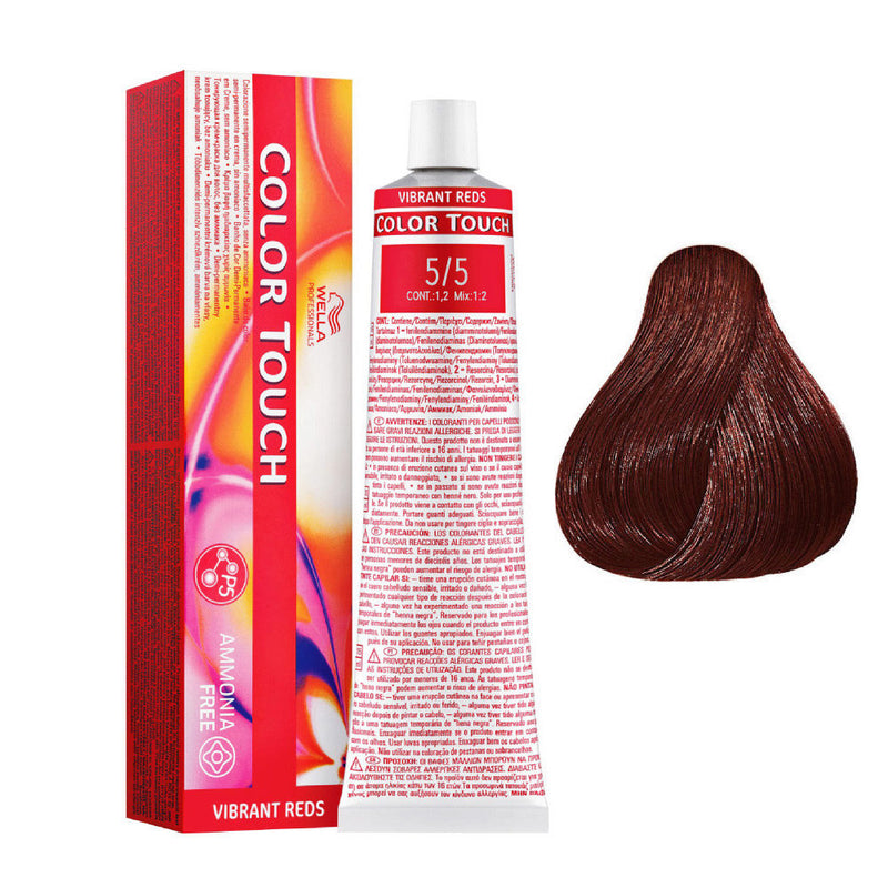 Tintes Wella sin amoniaco, color touch tinte semipermanente para el pelo, Vibrant Reds 5/5 60ml