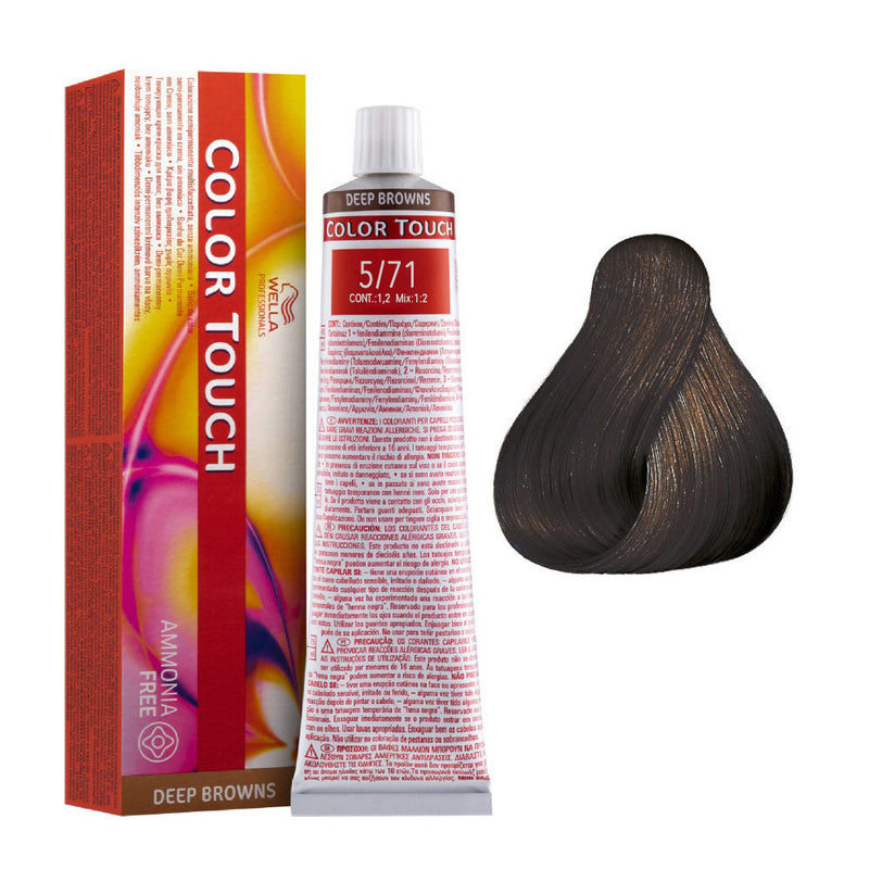 Tintes Wella sin amoniaco, color touch tinte semipermanente para el pelo, Deep Browns 5/71 60ml