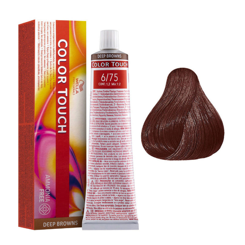 Tintes Wella sin amoniaco, color touch tinte semipermanente para el pelo, Deep Browns 6/75 60ml